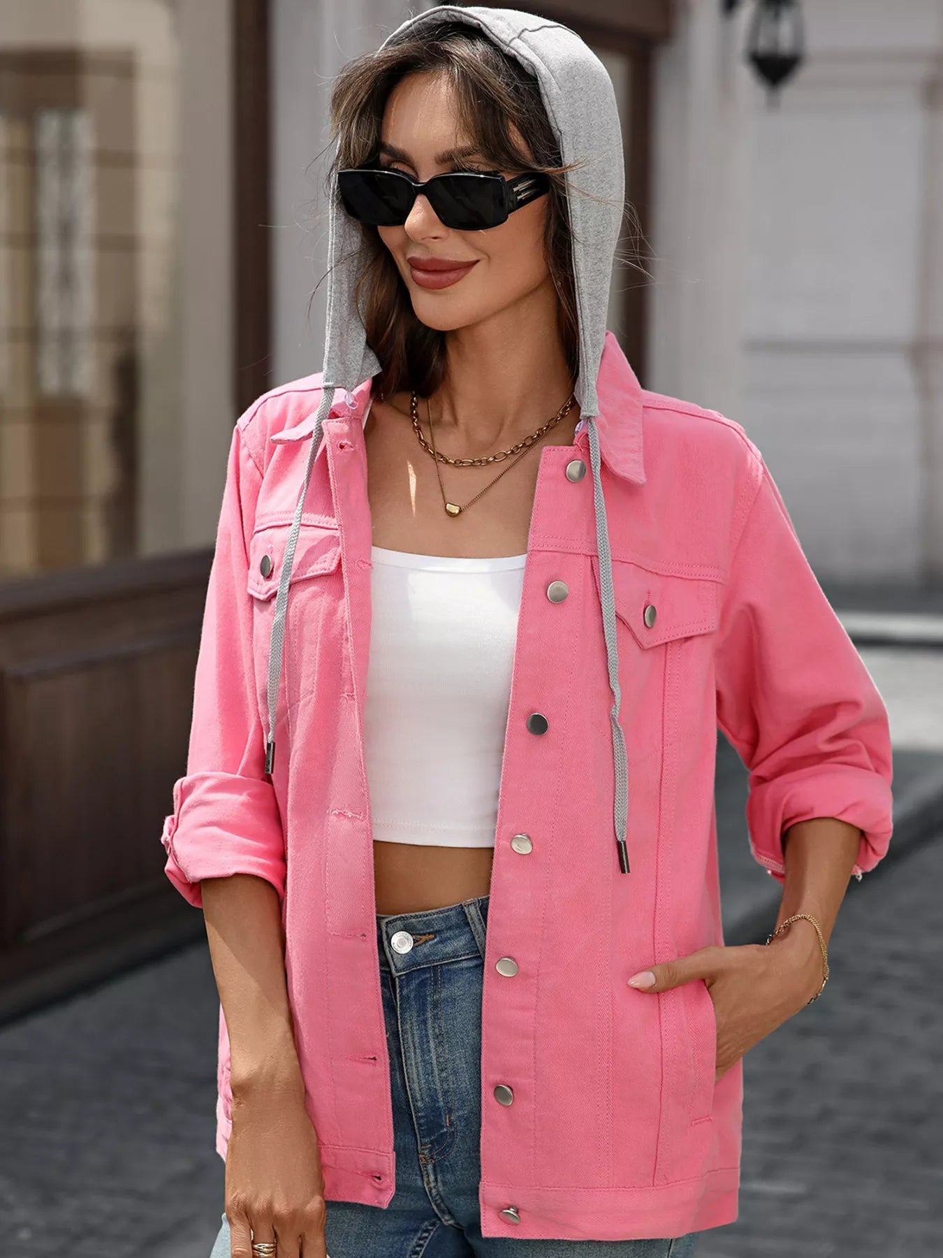 Button Up Long Sleeve Denim Jacket 