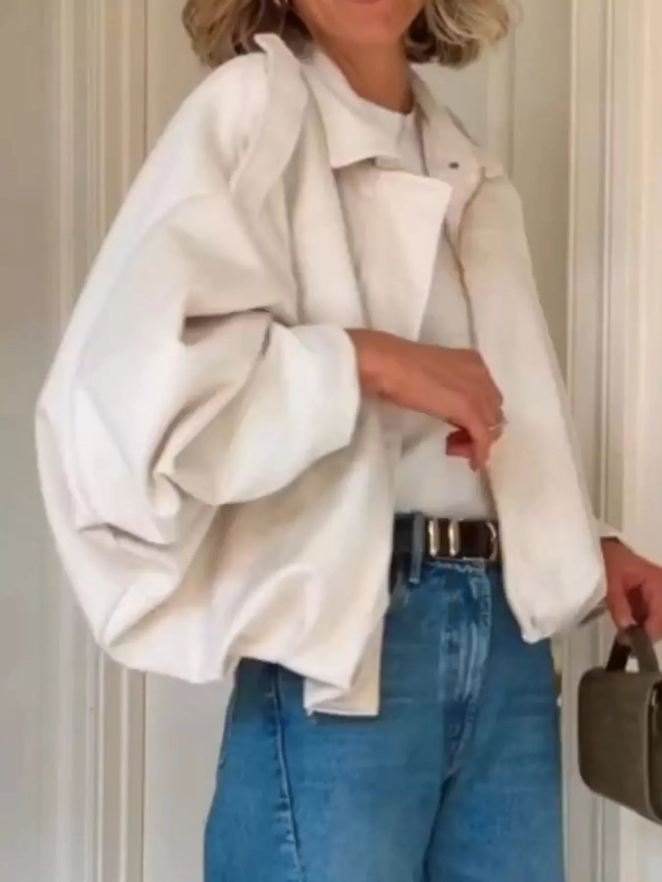 Zip Up Dropped Shoulder Suede Jacket 