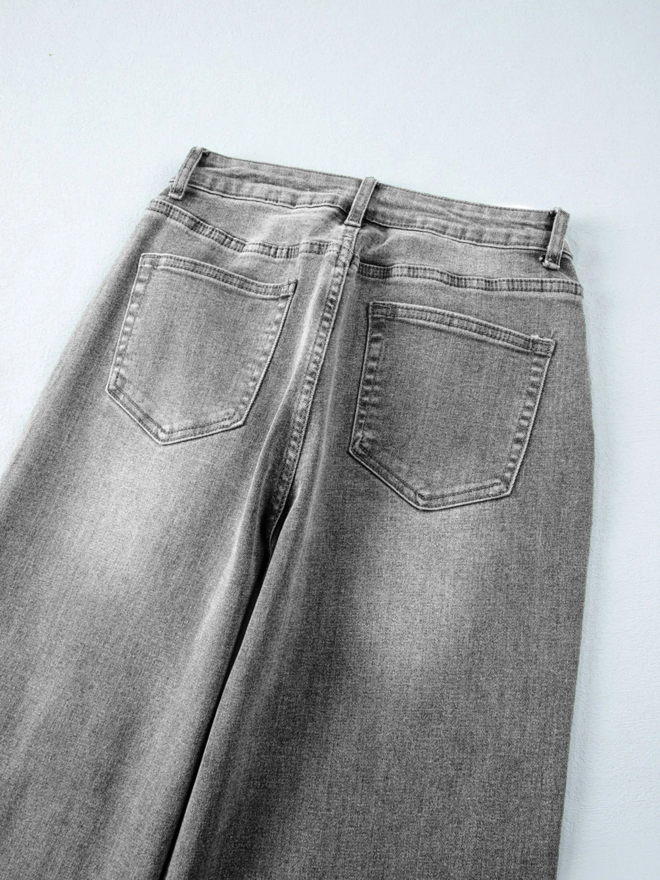 High Waist Wide Leg Washed Jeans 