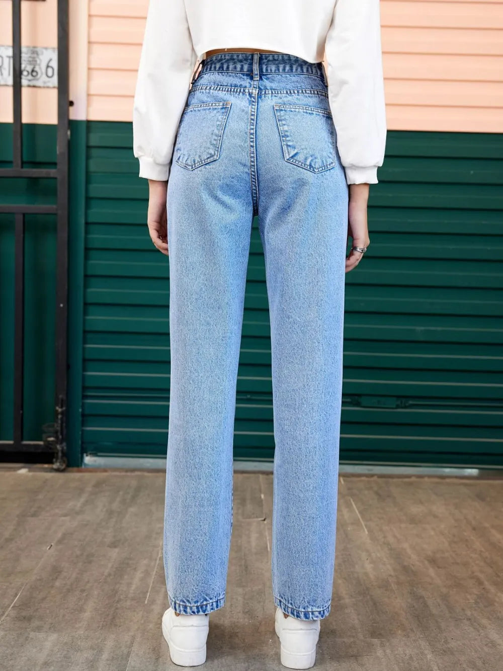 Heart Straight Leg Jeans with Pockets 