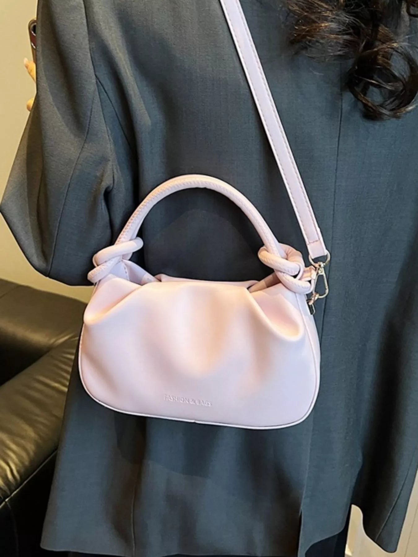 Knot Handle Ruched Crossbody Bag 