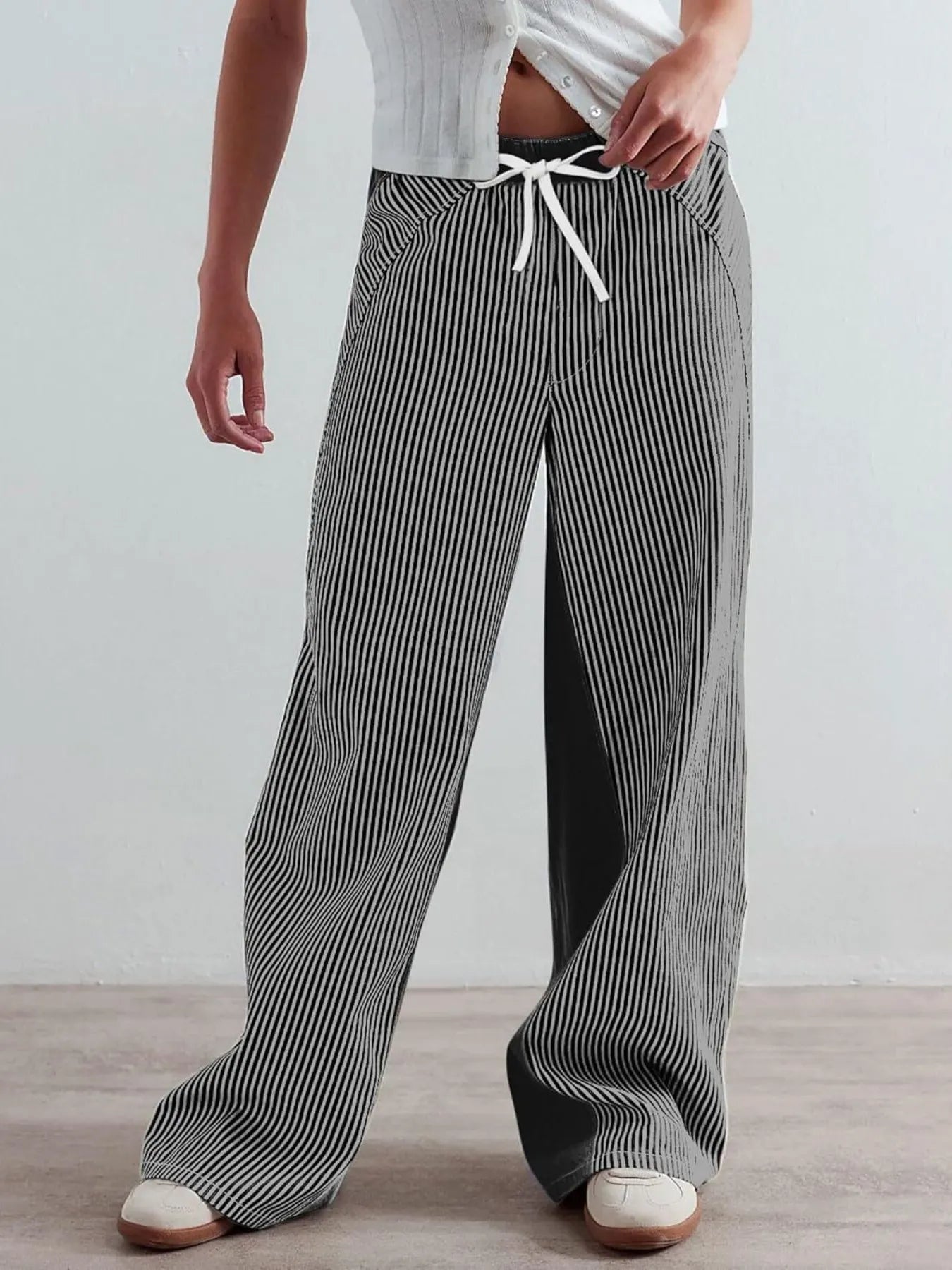 Striped Wide Leg Jeans 