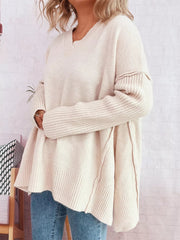 V-Neck Dropped Shoulder Sweater 