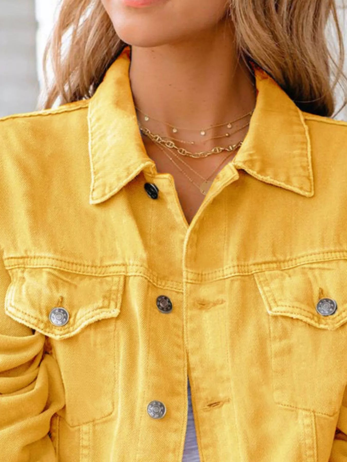 Button Up Long Sleeve Denim Jacket 