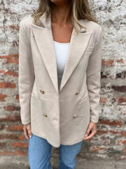 Full Size Double Breasted Long Sleeve Blazer Plus Size 