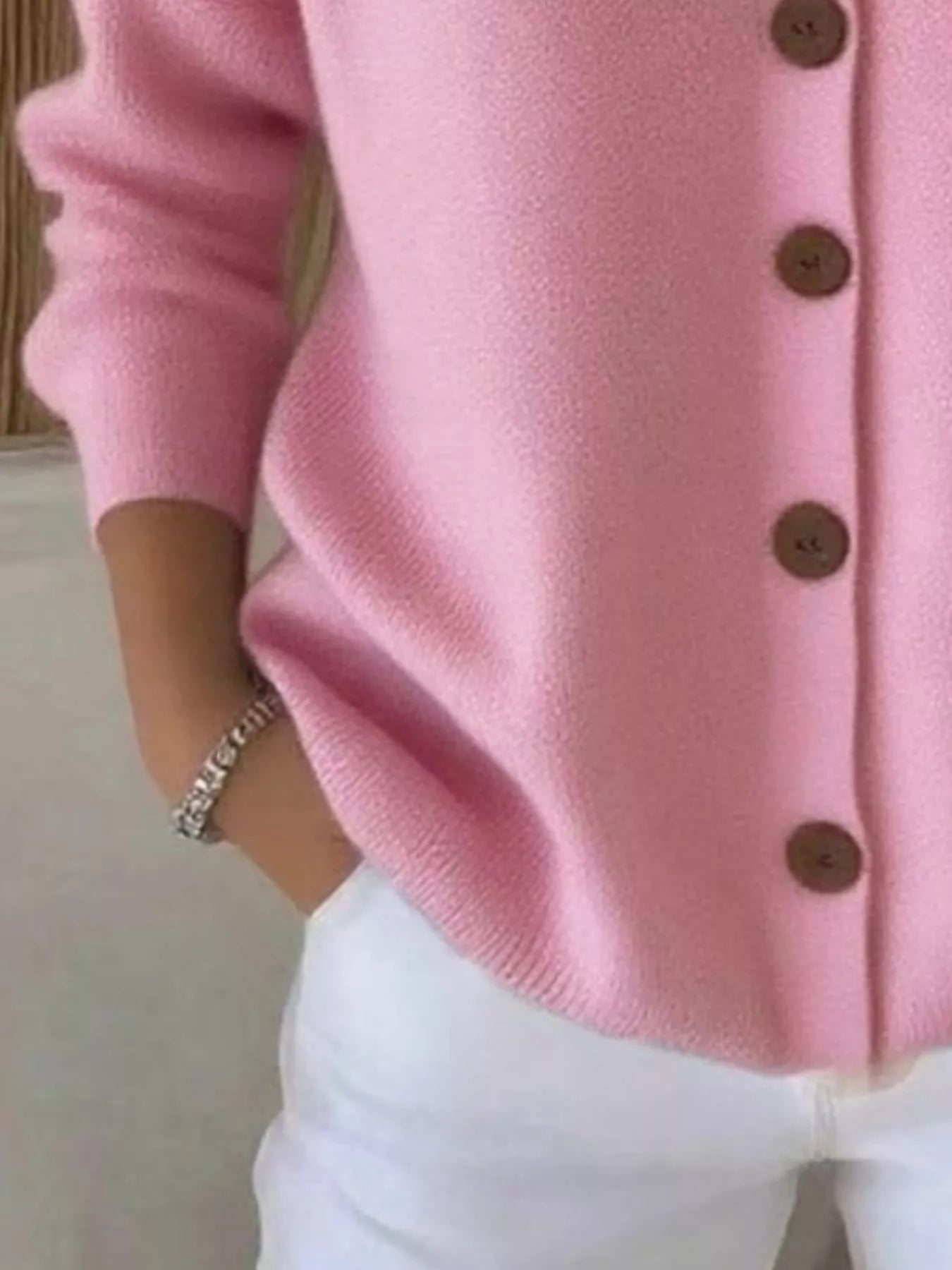 Full Size Button Up Long Sleeve Cardigan Plus Size 