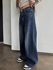 Vintage Wash Wide Leg Jeans 
