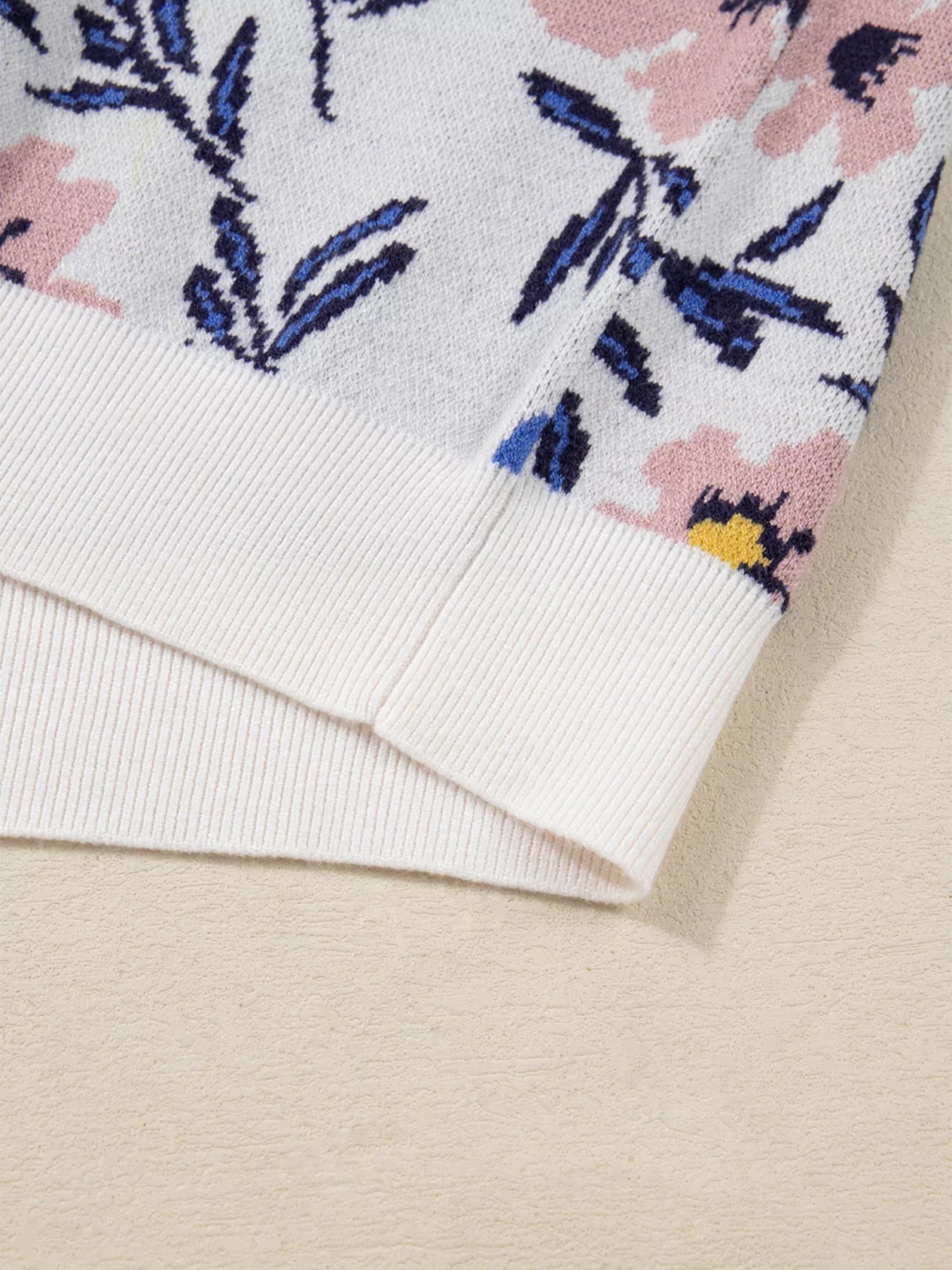 Floral Panel Colorblock Sleeve Patchwork Sweater 