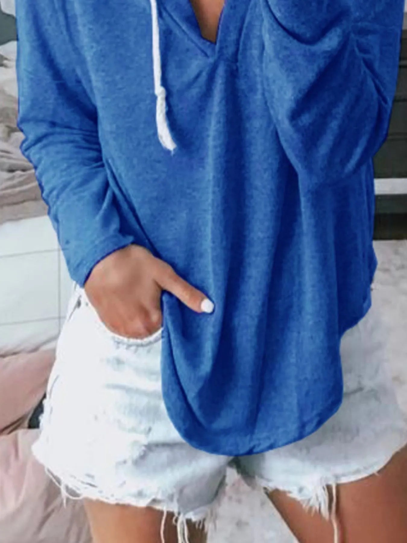 Full Size Drawstring Long Sleeve Hoodie Plus Size 