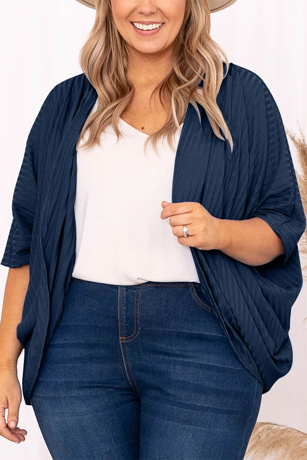 Plus Size Ribbed Cocoon Cover Up 