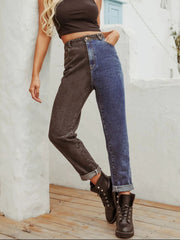 Two Tone Straight Leg Jeans 