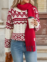 Christmas Cable Knit Long Sleeve Sweater 