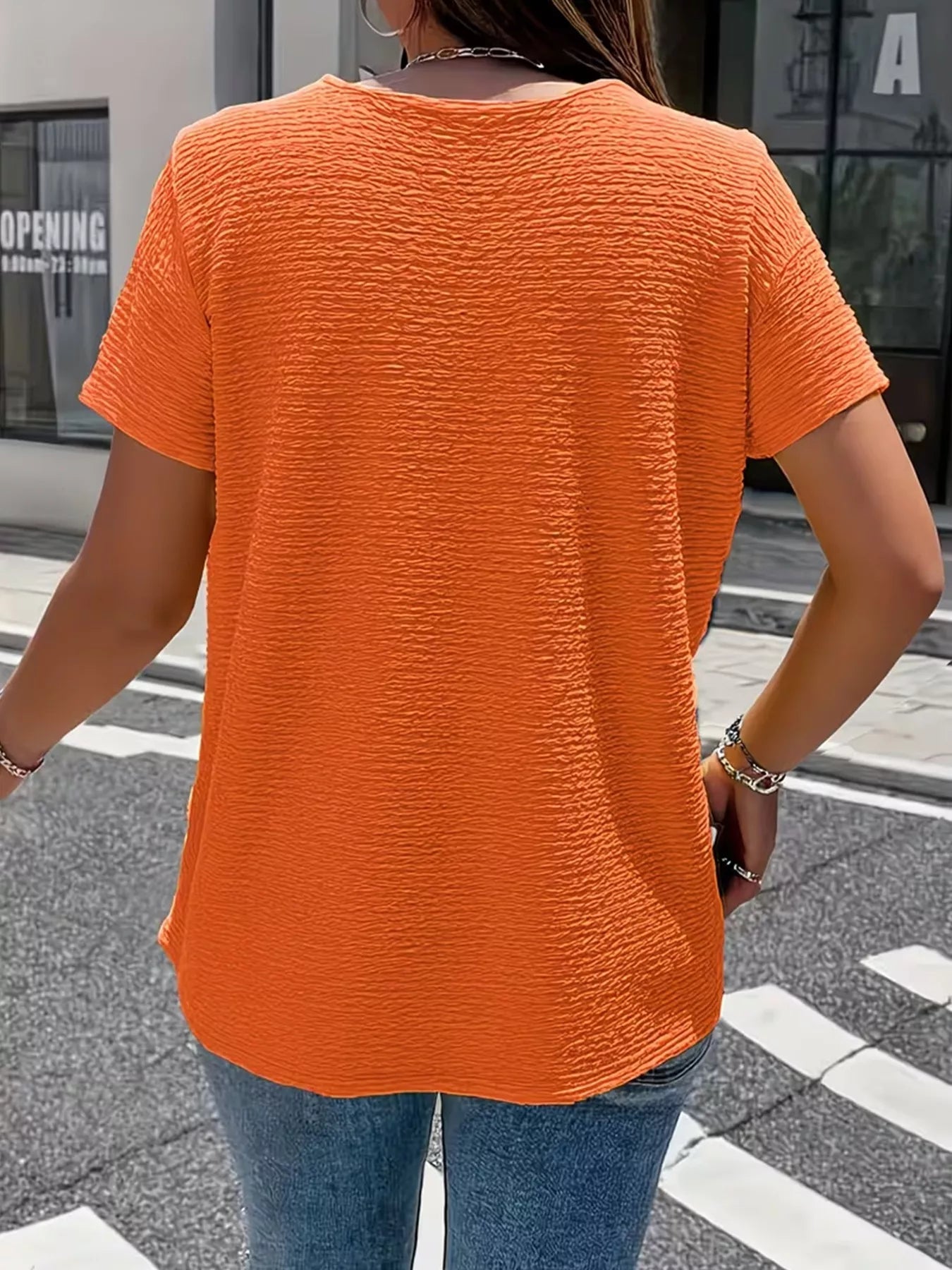 Textured Short Sleeve Blouse 
