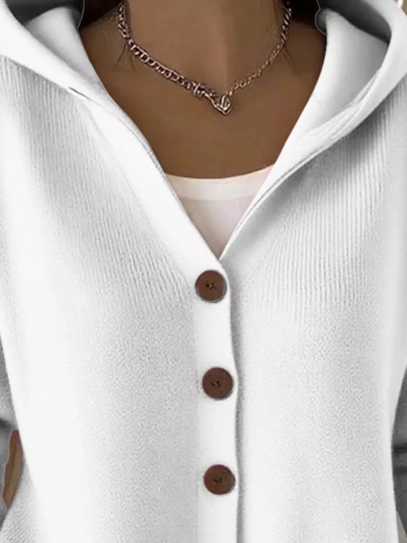 Full Size Hooded Button-Front Soft Knit Cardigan Plus Size 