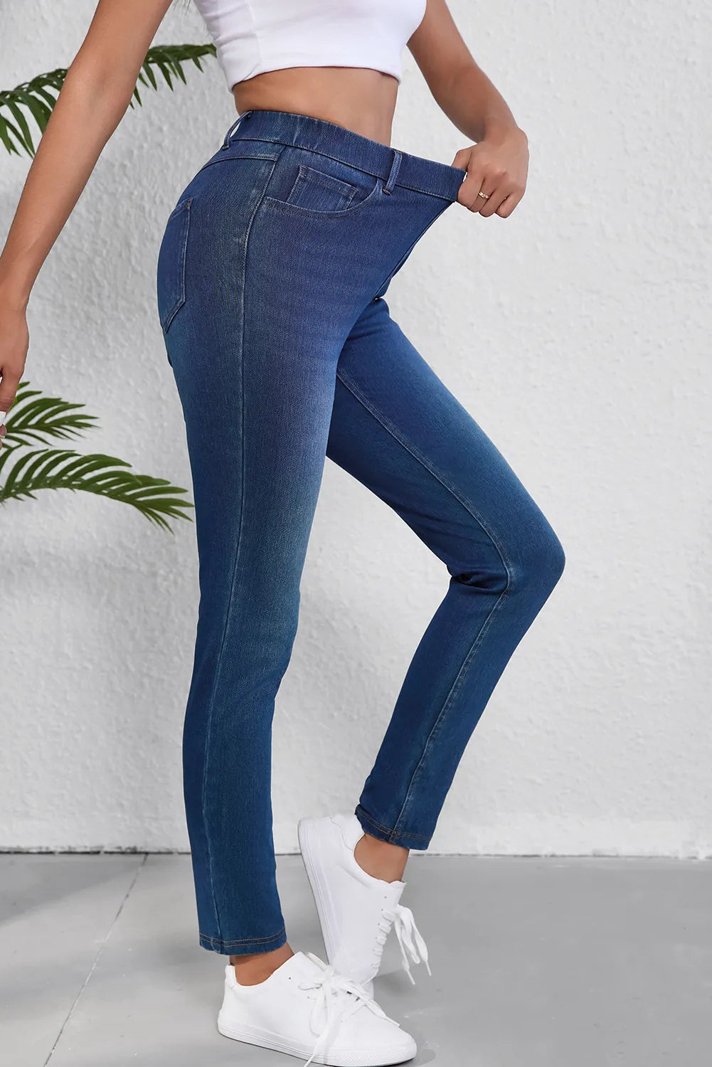 High Waist Skinny Jeans with Pockets 