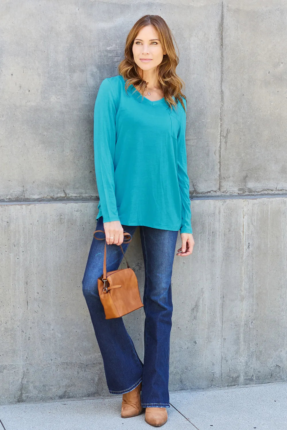 Basic Bae Full Size V-Neck Long Sleeve Top 