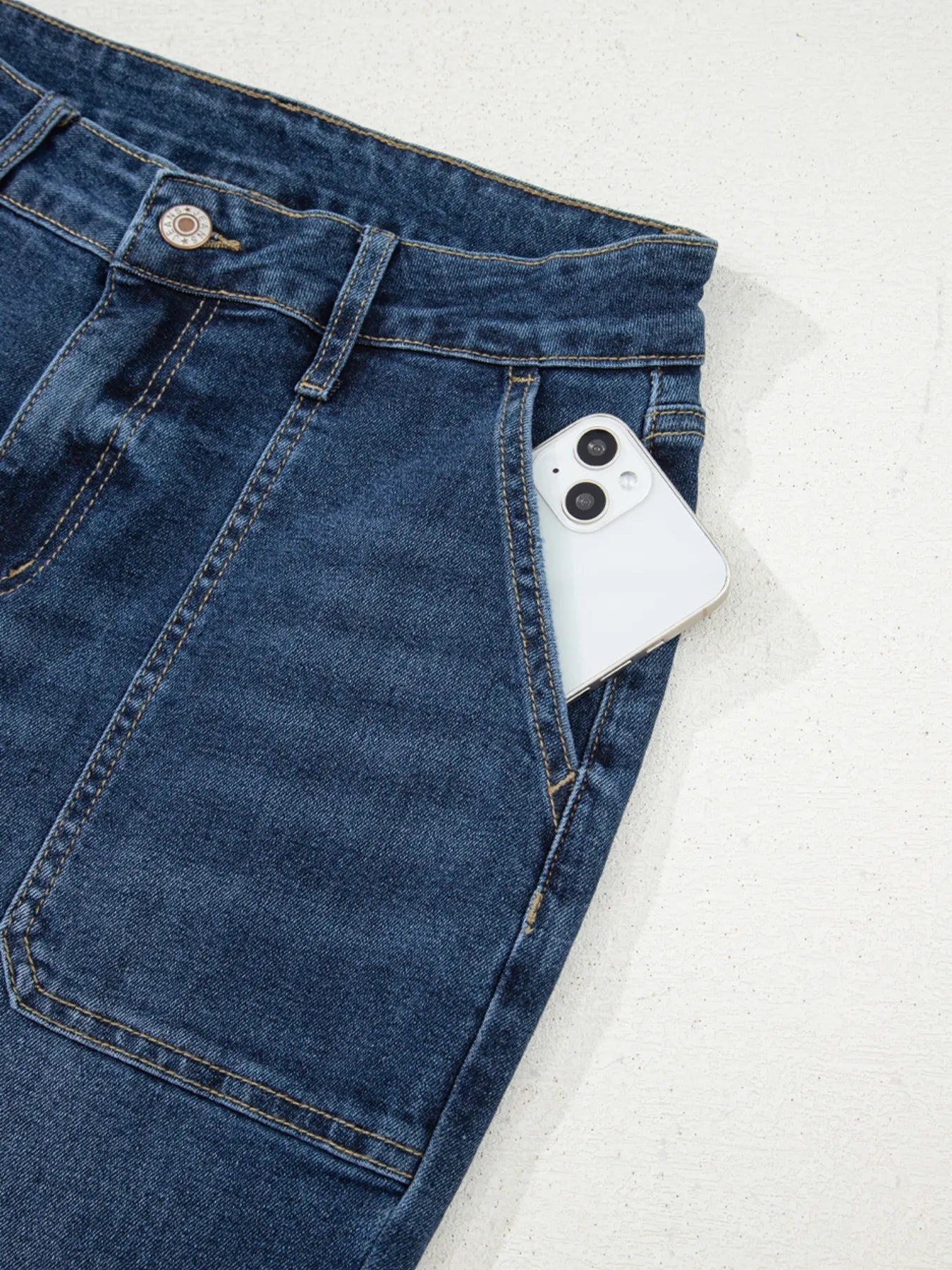 Cropped High Rise Wide Leg Jeans 