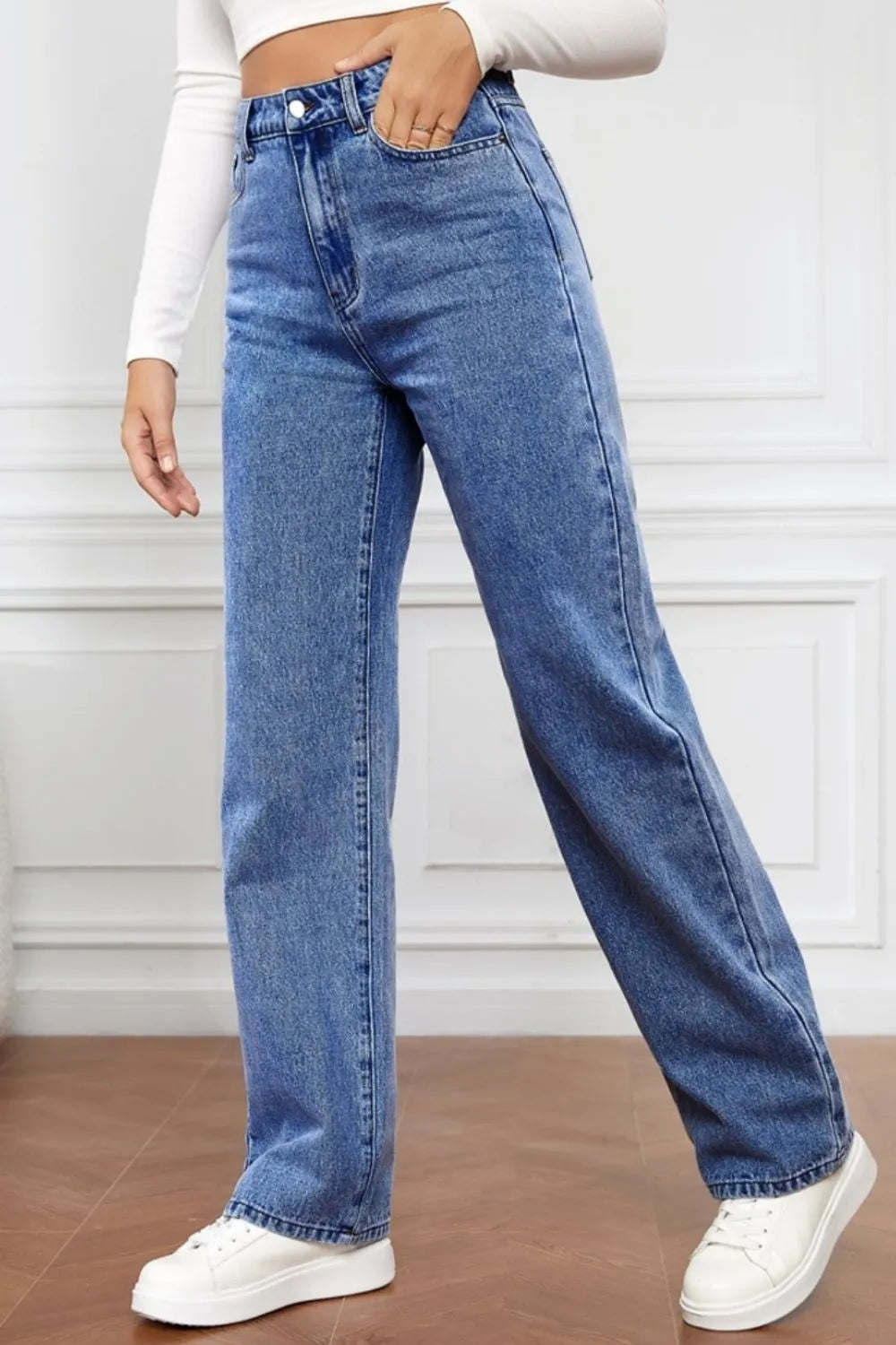 High Waist Straight Jeans 