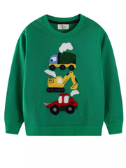 Children's Cartoon Vehicle Crew Neck Sweatshirt 