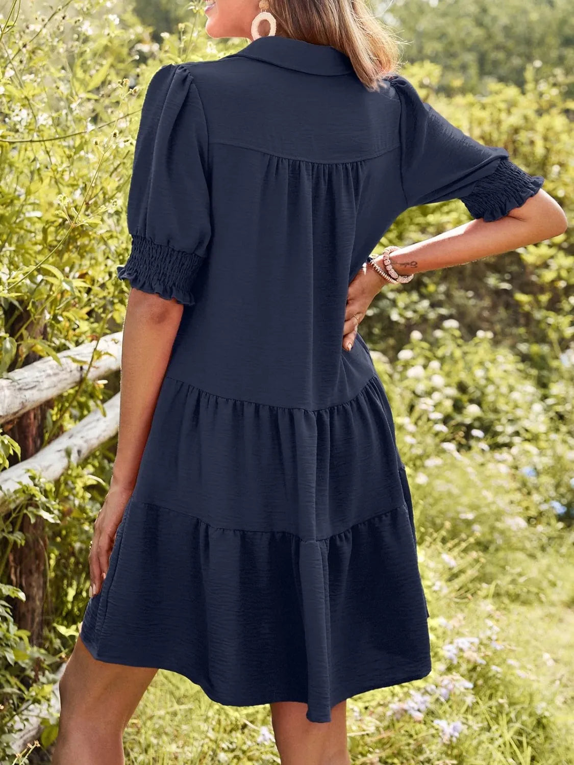 Johnny Collar Short Sleeve Mini Dress 