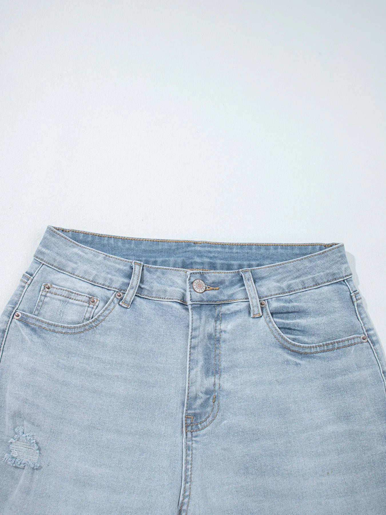Mid Rise Ankle-Length Distressed Skinny Jeans 