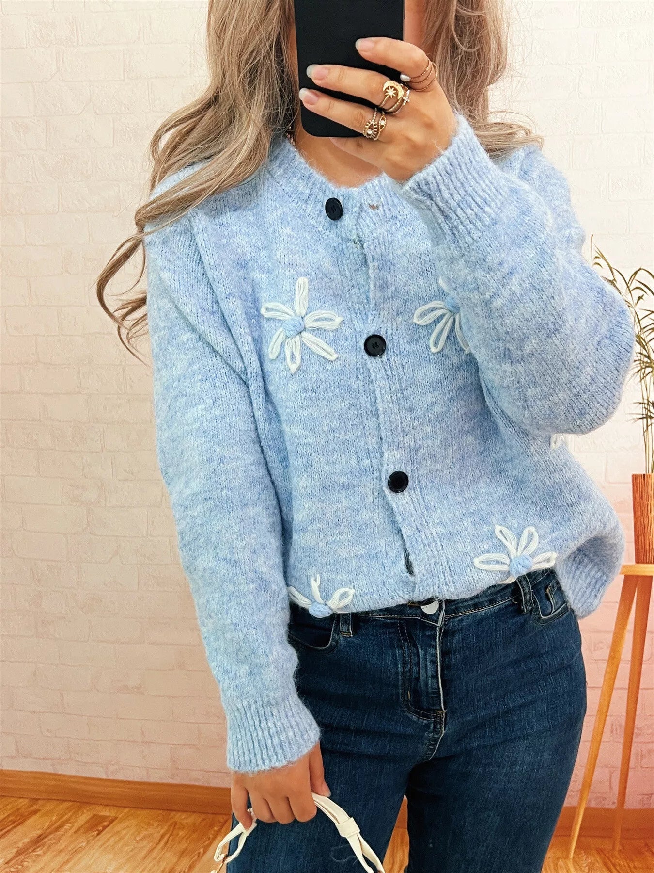 Flower Button-Down Cardigan 