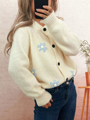 Flower Button-Down Cardigan 