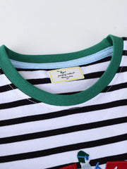 Children's Racing Car Embroidered Striped Long Sleeve T-Shirt 