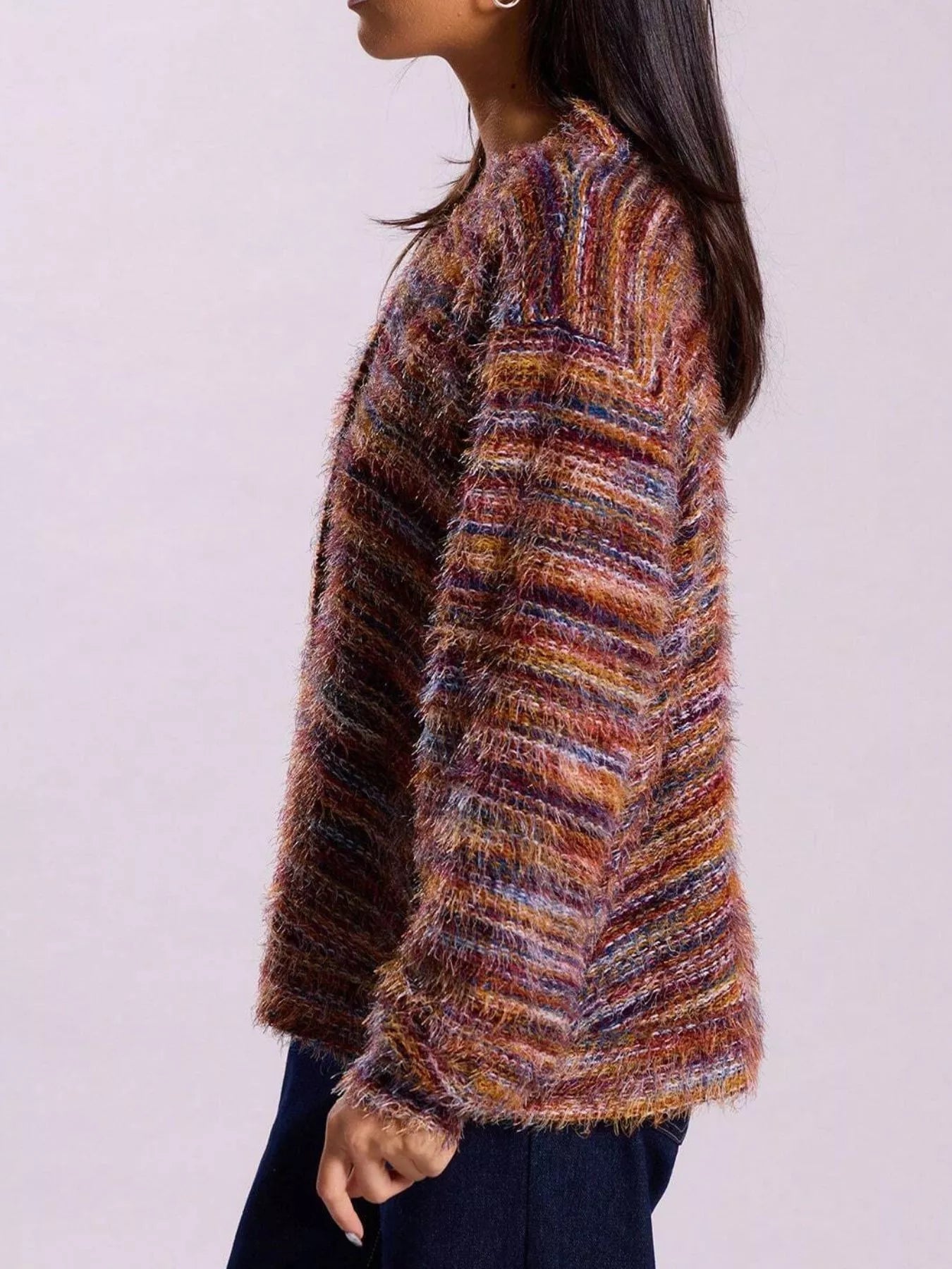 Chunky Knit V-Neck Button-Up Cardigan 
