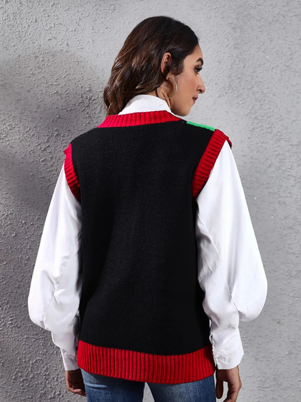 Four Leaf Clover V-Neck Sweater Vest 