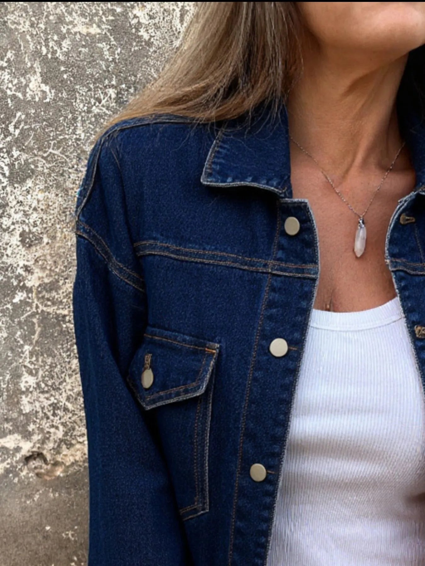 Button Up Long Sleeve Denim Jacket 
