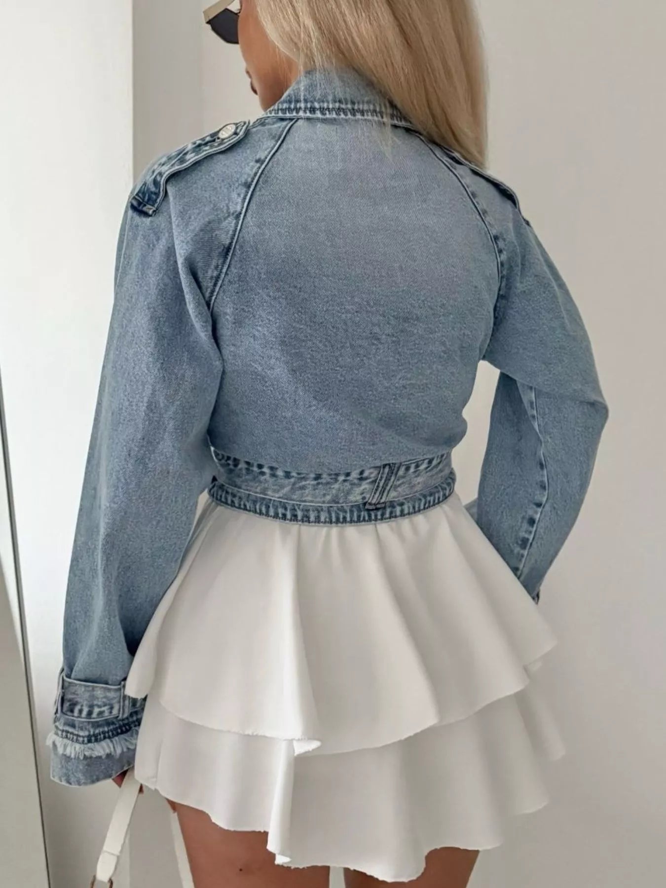 Long Sleeve Crop Denim Jacket 