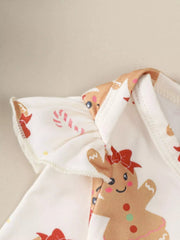 Children's Christmas Bodysuit and Overall Dress Set with Headband 