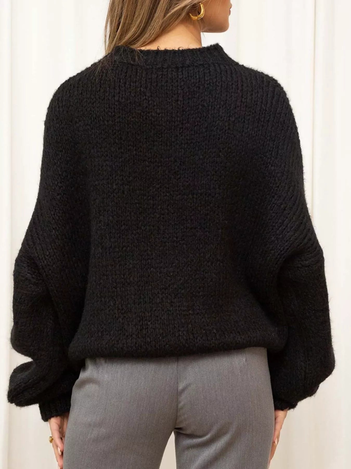 Round Neck Dropped Shoulder Sweater 