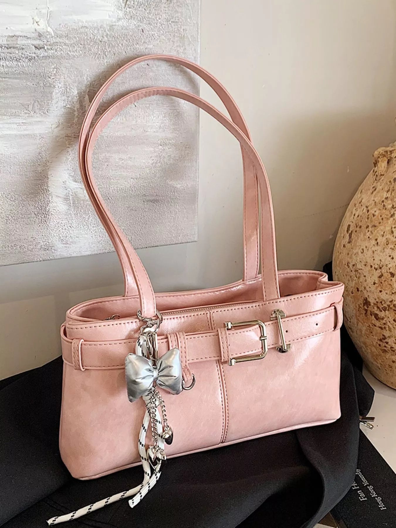 Buckle Decor Shoulder Bag 