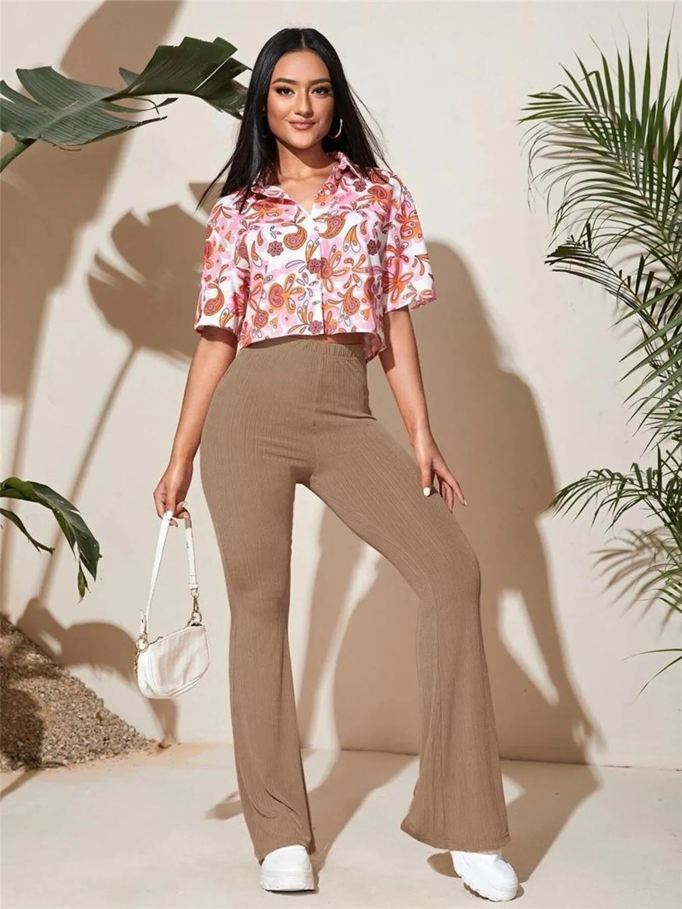 Full Size High-Waist Flare Active Pants Plus Size 