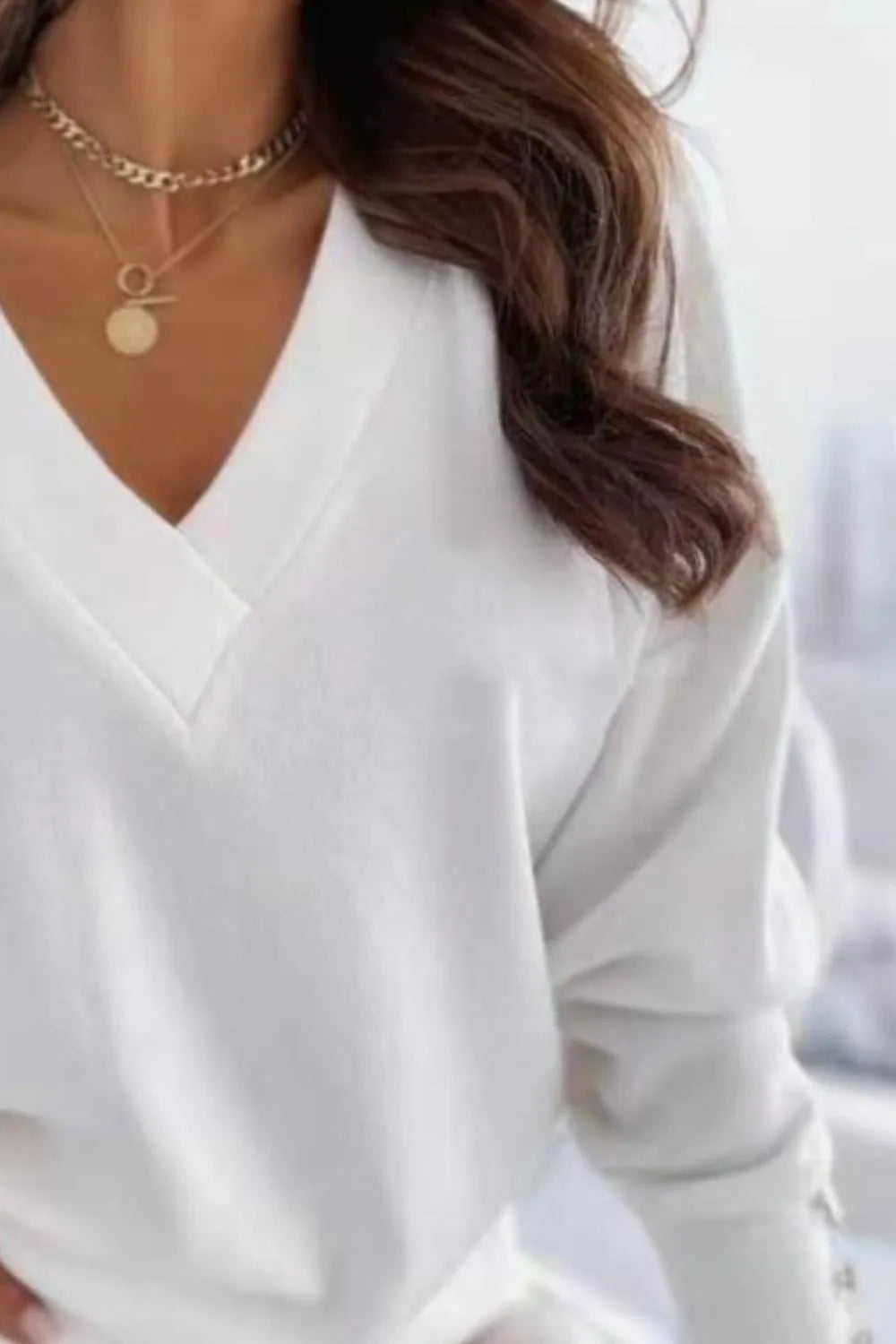 V-Neck Long Sleeve Sweatshirt 