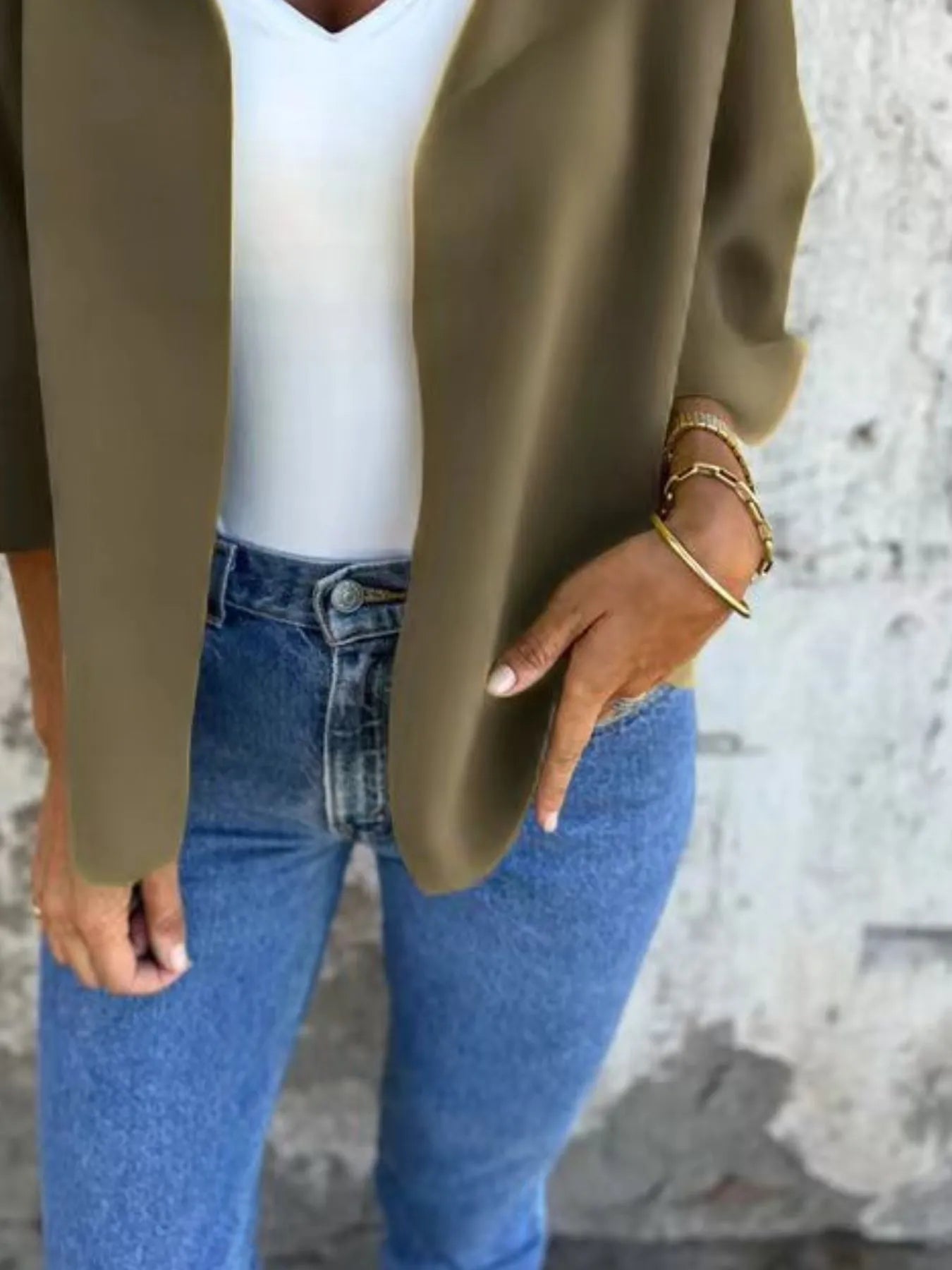 Full Size Open Front 3/4 Sleeve Cardigan Plus Size 
