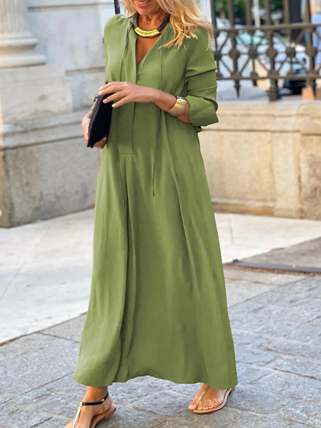 Full Size Solid Color Maxi Shirt Dress Plus Size 