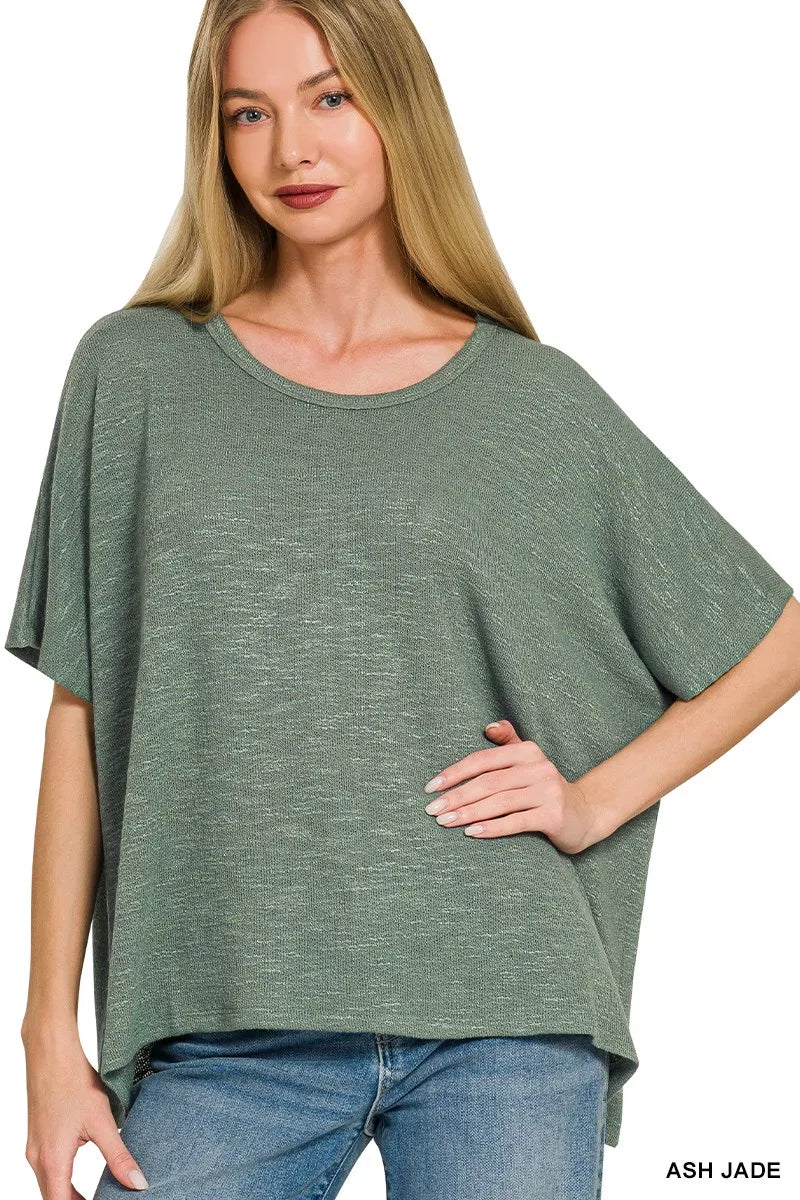 Zenana Oversized Slub Hacci Top 
