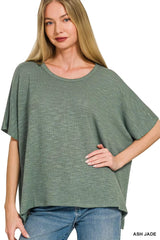 Zenana Oversized Slub Hacci Top 
