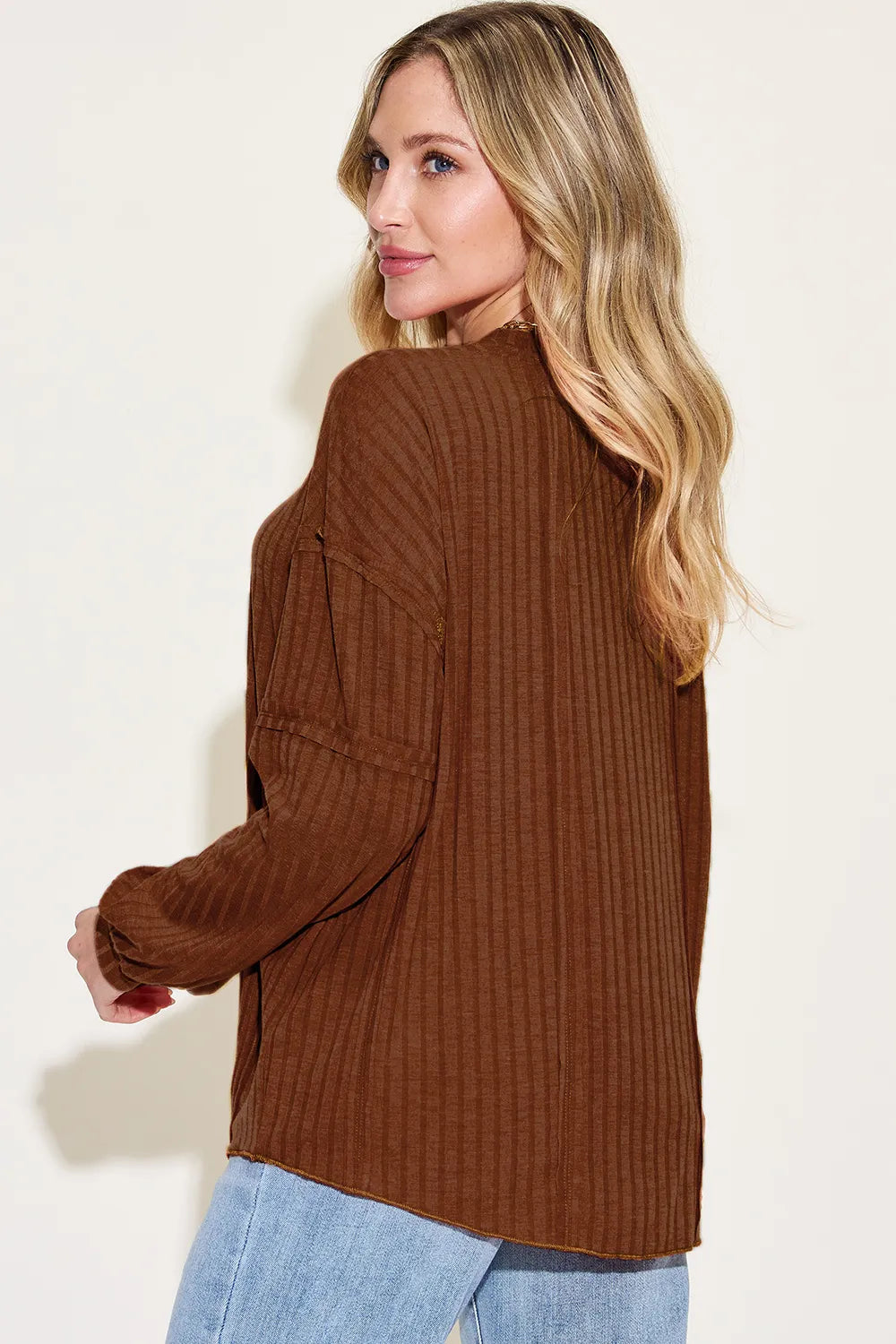 Basic Bae Full Size Ribbed Round Neck Long Sleeve T-Shirt 