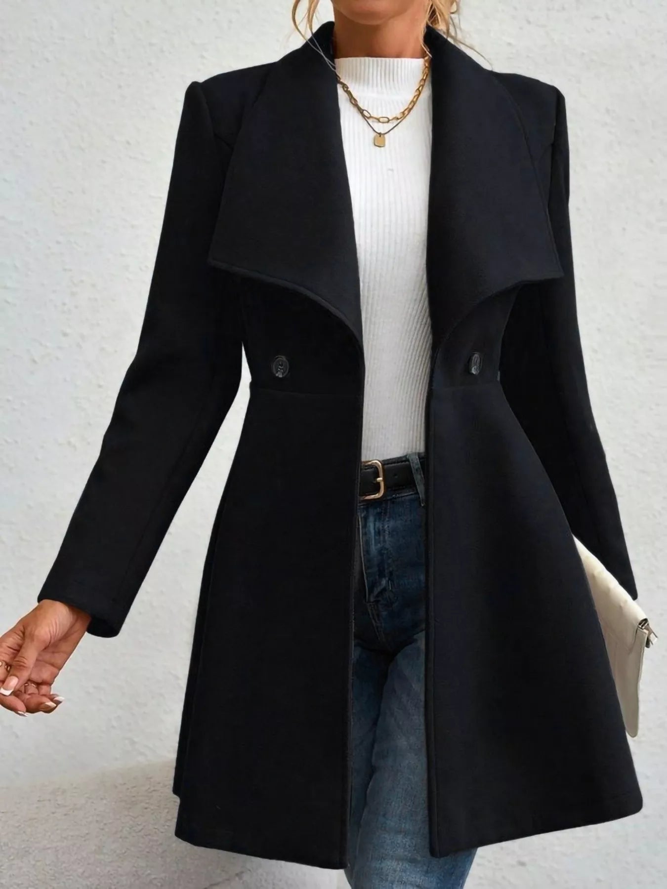 Collared Neck Double Breasted Coat 