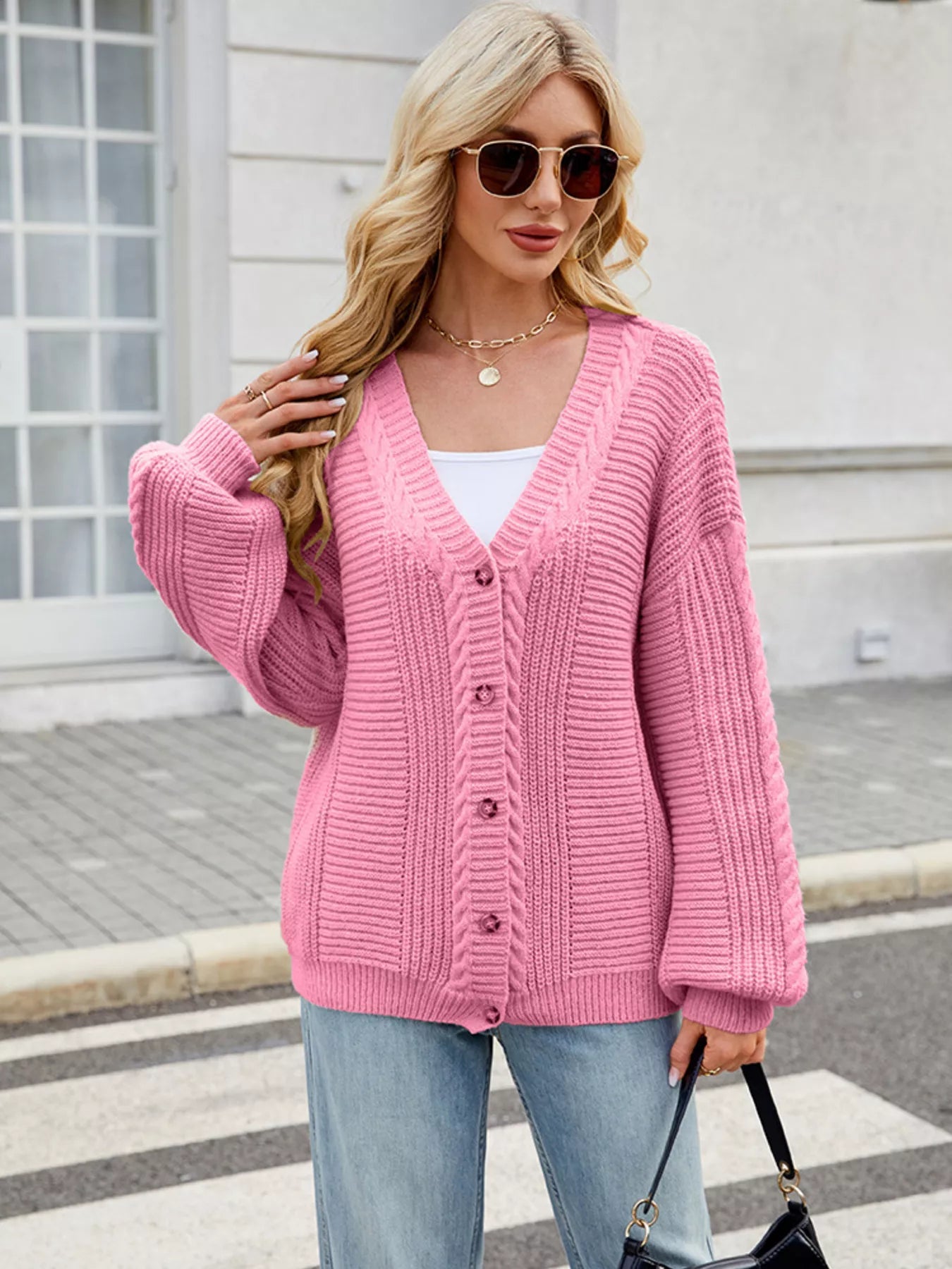 Button Up Long Sleeve Cardigan 