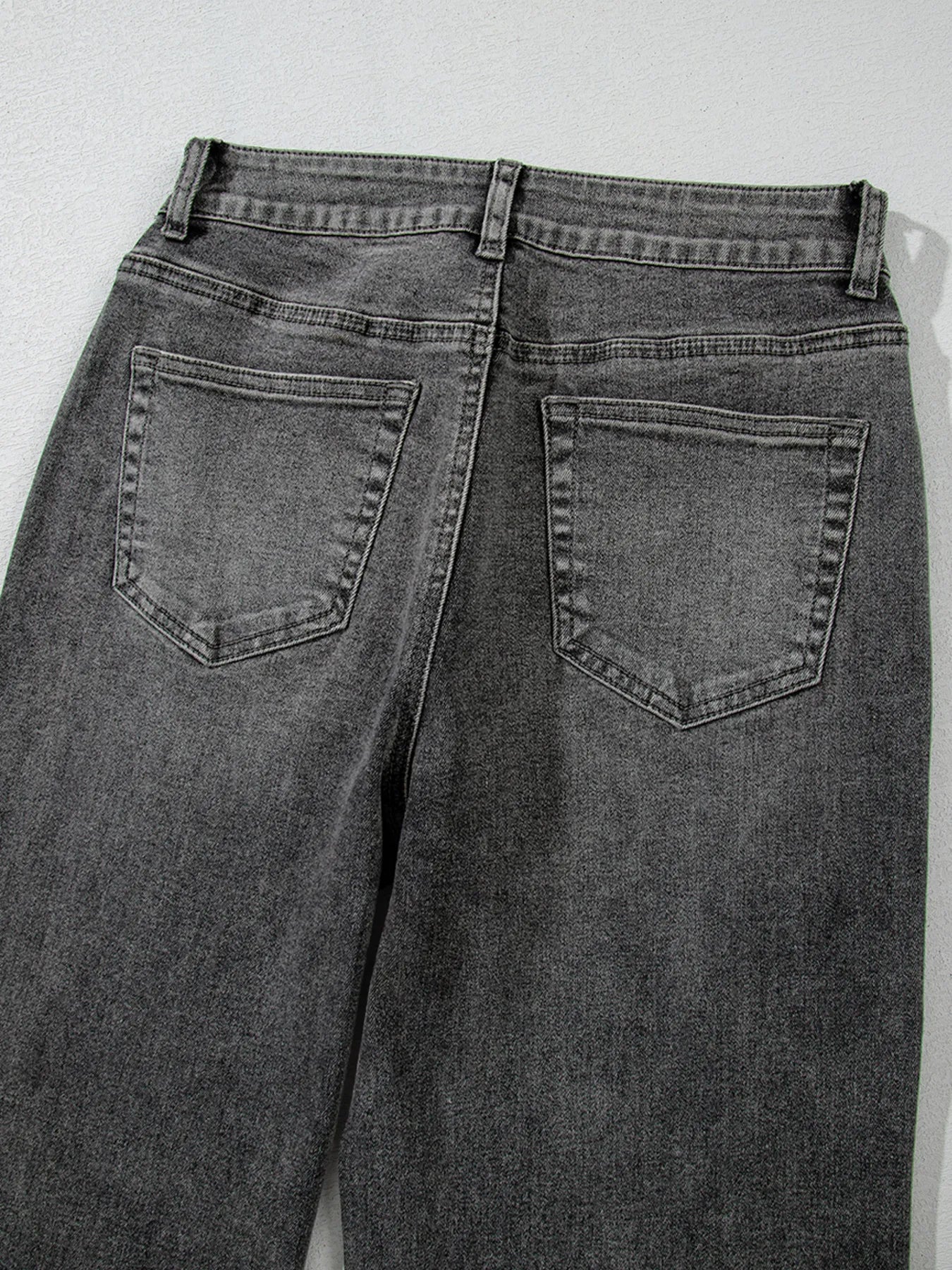 Raw Hem Unique Cuffs Straight High Rise Loose Jeans 