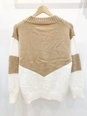 Color Block V-Neck Knit Sweater 
