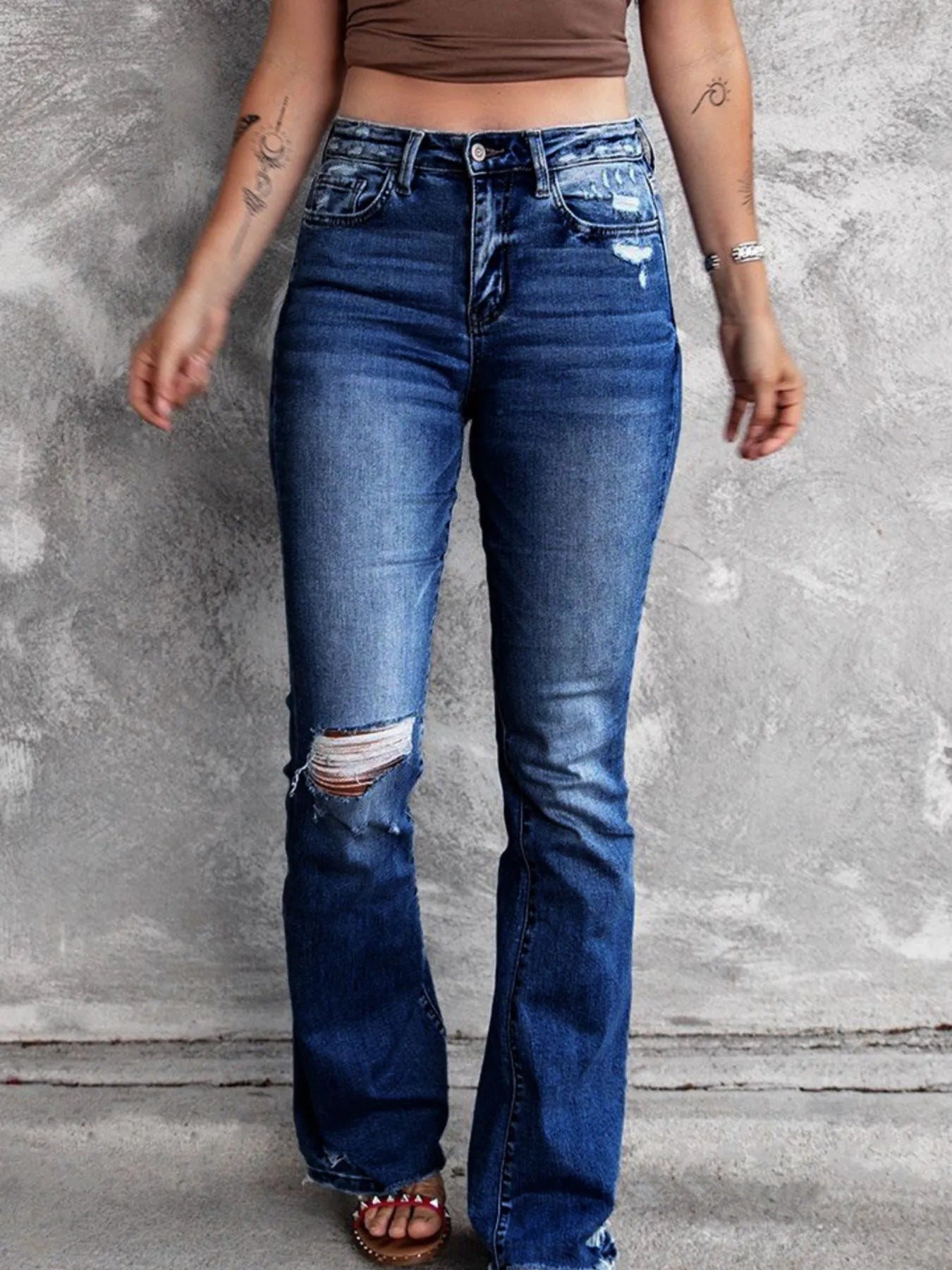 Distressed Flare Jeans 