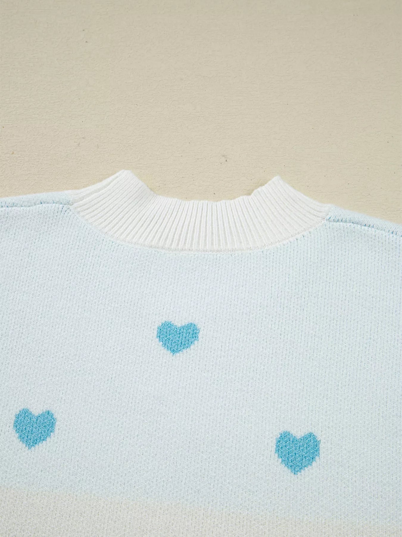 Multicolour Heart Pattern Dropped Shoulder Sweater 