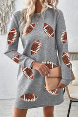 Sequin Football Long Sleeve Mini Dress 