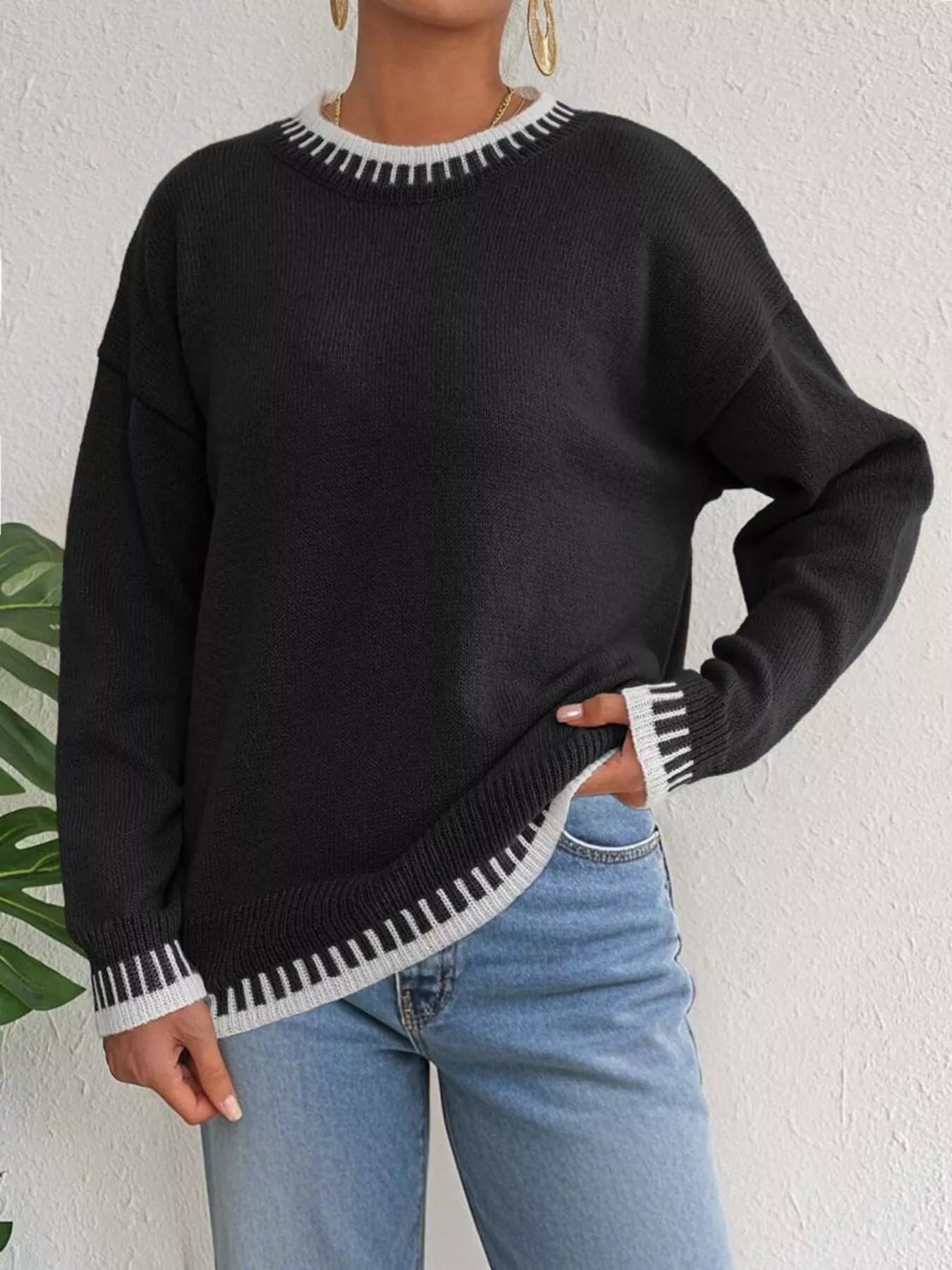 Relaxed Fit Long Sleeve Sweater 